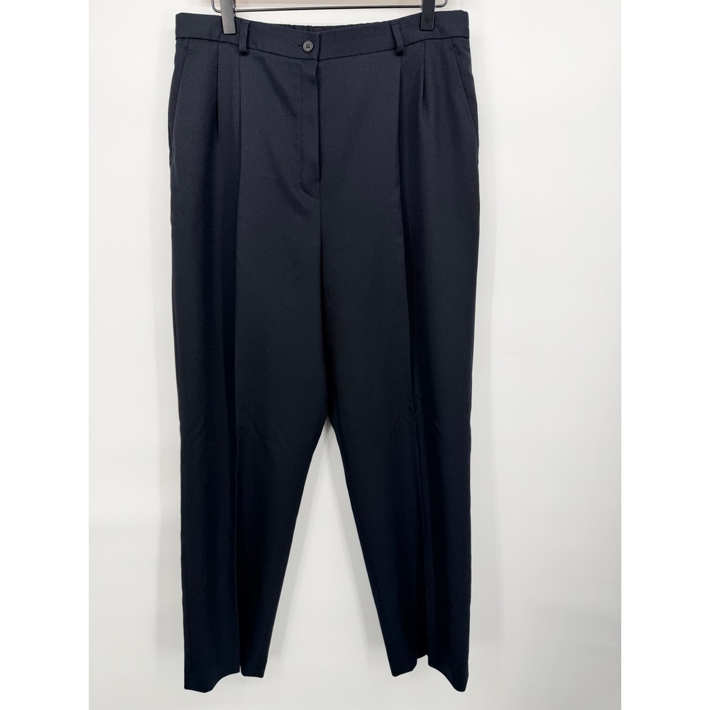Pendleton Trousers Womens 14 Navy Blue Excellent Vintage Wool Pleated USA Made